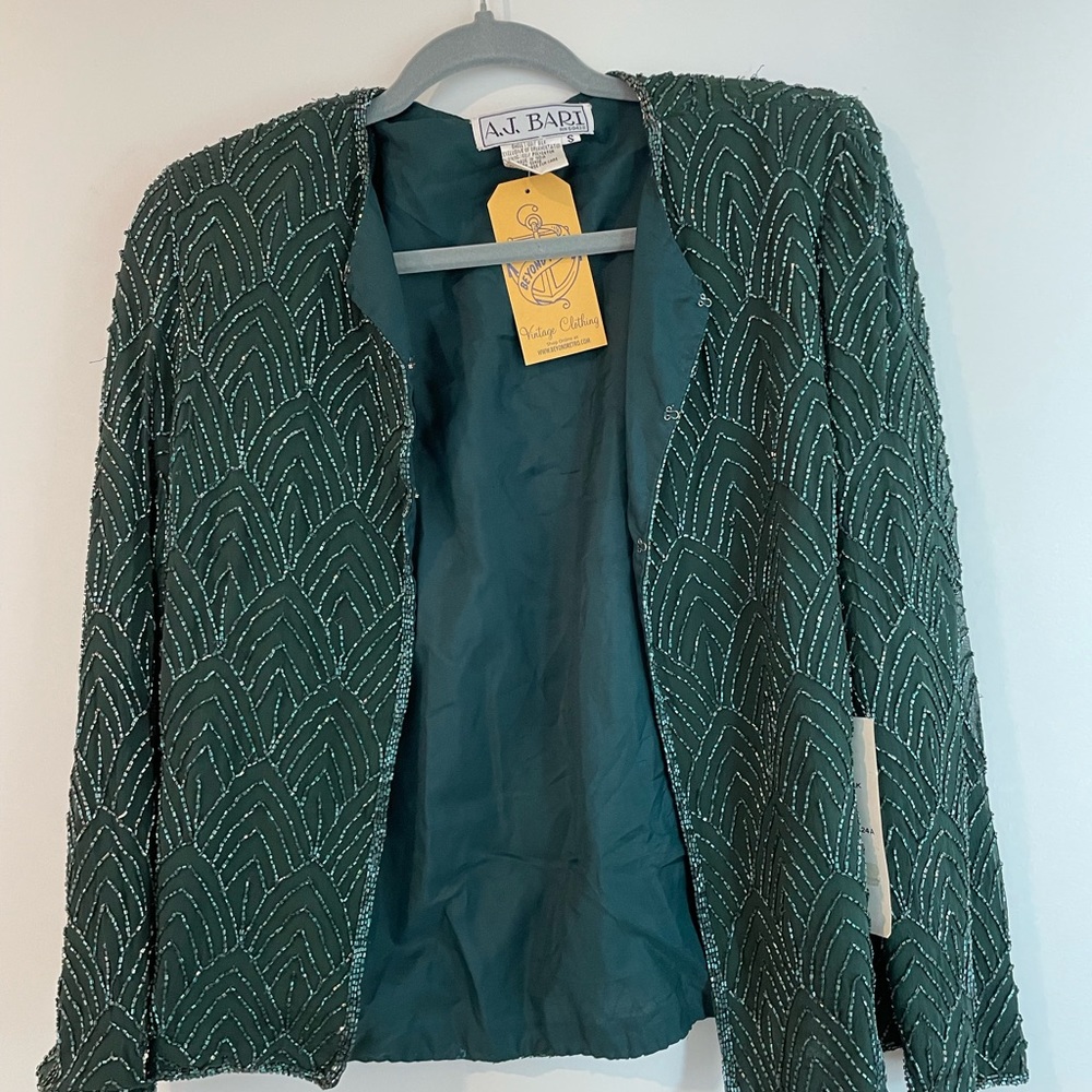Vintage green AJ bari sequin jacket